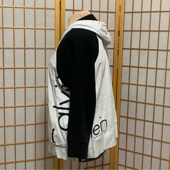 Calvin Klein Performance full-zip hooded sweatshirt in black and gray, size 3X - Picture 2 of 7